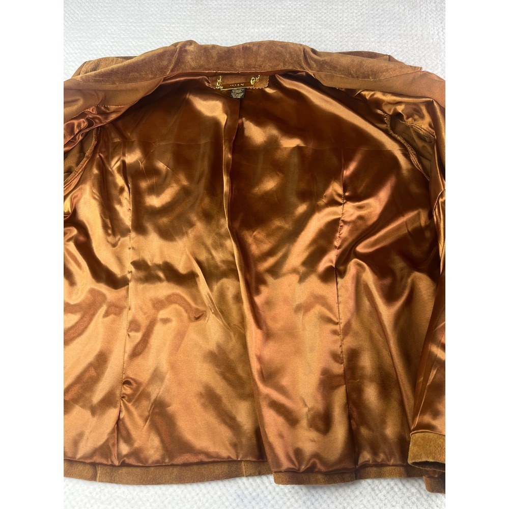 IMAN Genuine Leather Suede Moto‎ Jacket Women's 1X Brown Zipper Pockets - Picture 7 of 7